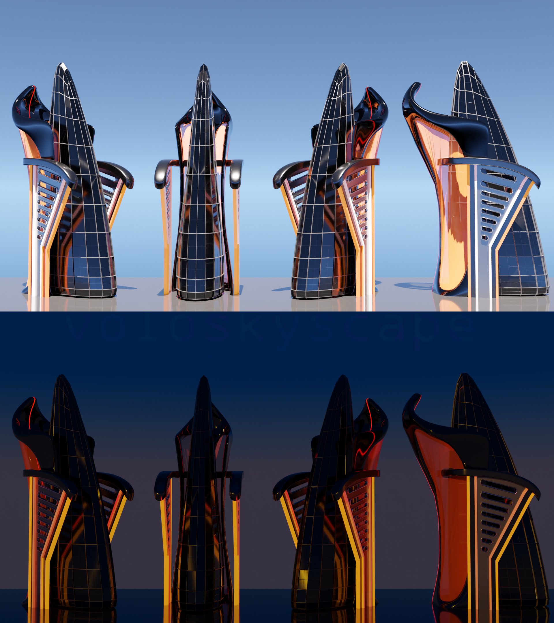 Stylized Sci-Fi Buildings - 2 colors and styles! preview image 3